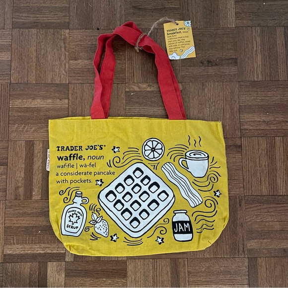 New Trader Joe\'s Reusableg Shopping Bag Breakfast Waffle Toast Milk
